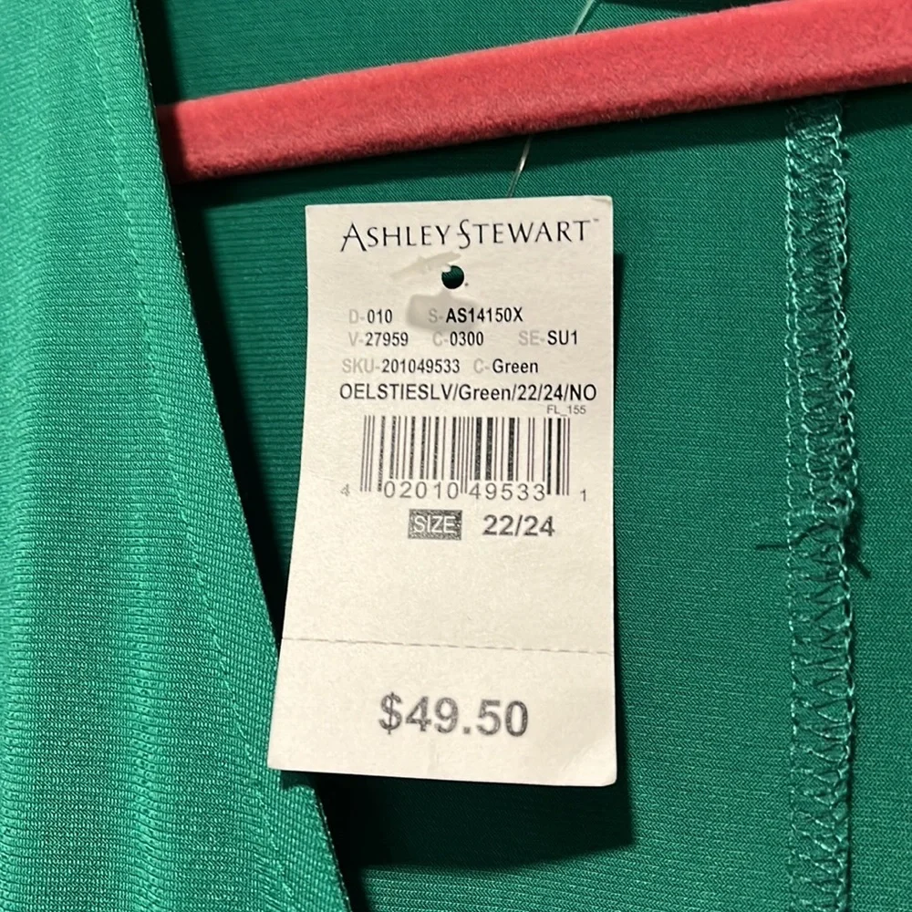 NWT Ashley Stewart Kelly GREEN Long sleeve V neck MIDI dress - Picture 4 of 11